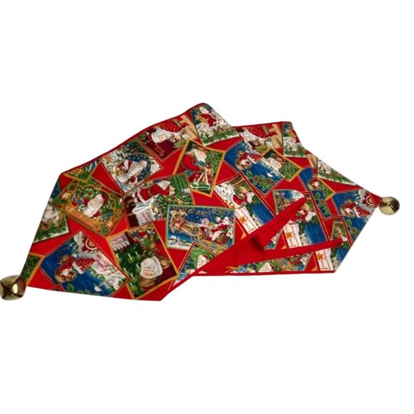 Vintage Hand-Made Table Runners (55”) – Santa Claus Postcards & Bells – Lot of 4 - Picture 10 of 10